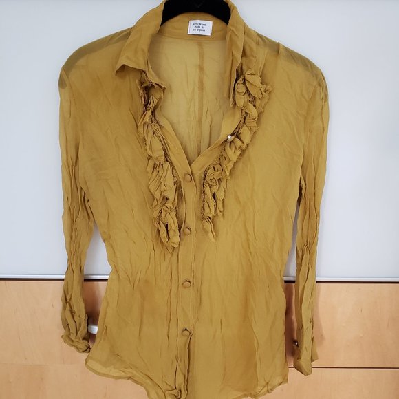 Hazel Brown Designer Silk Shirt - Picture 1 of 6